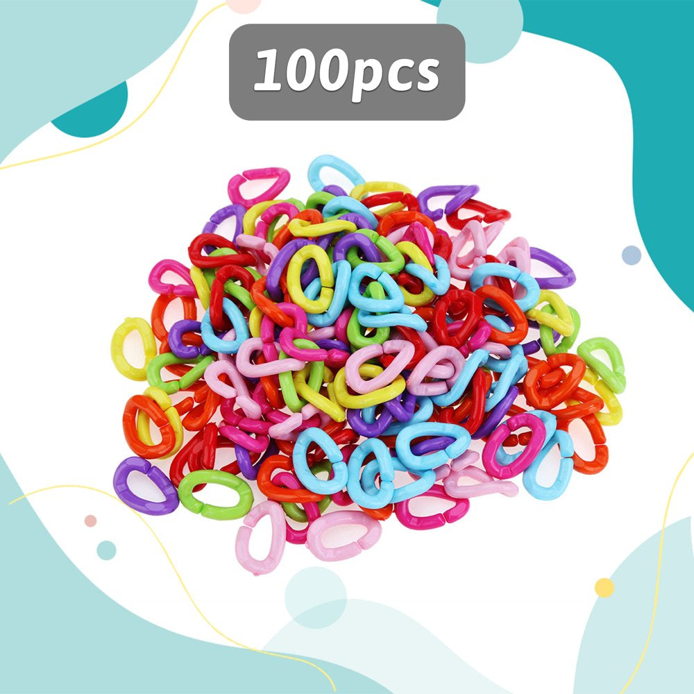 QBLEEV 100Pcs Plastic Chain Links Birds, Mix Color Rainbow DIY C-Clips Chains Hooks Swing Climbing Cage Toys for Sugar Glider Rat Parrot Bird Animals & Pet Supplies > Pet Supplies > Bird Supplies > Bird Toys QBLEEV   