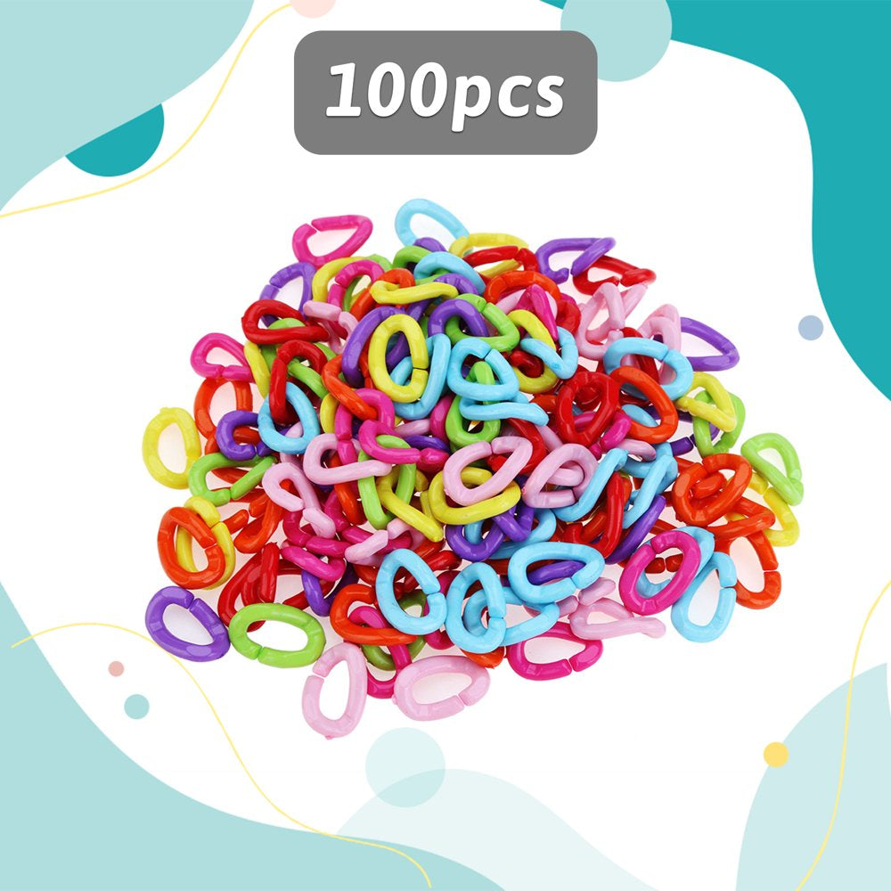 QBLEEV 100Pcs Plastic Chain Links Birds, Mix Color Rainbow DIY C