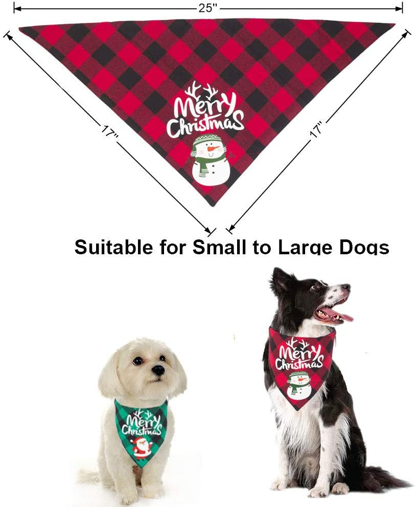 ADOGGYGO 2 Pack Dog Bandana Christmas Classic Buffalo Plaid Dog Scarf Pet Triangle Bibs Christmas Costume Accessories for Small Medium Large Dogs Cats Pets (Red & Green) Animals & Pet Supplies > Pet Supplies > Dog Supplies > Dog Apparel ADOGGYGO   