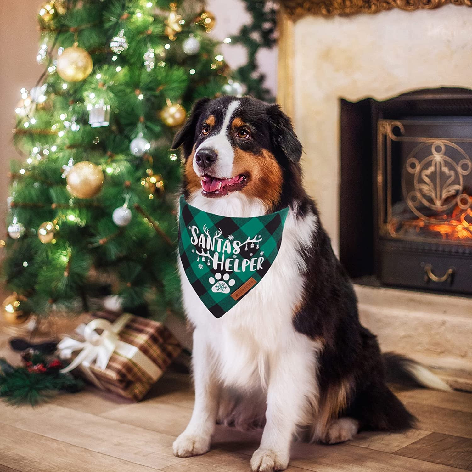 Adoggygo Christmas Dog Bandanas, Red Green Plaid Dog Christmas Scarf Bib, Multiple Sizes Offered, Merry Christmas Bandanas for Large X-Large Dogs Pets (X-Large, Red&Green) Animals & Pet Supplies > Pet Supplies > Dog Supplies > Dog Apparel ADOGGYGO   