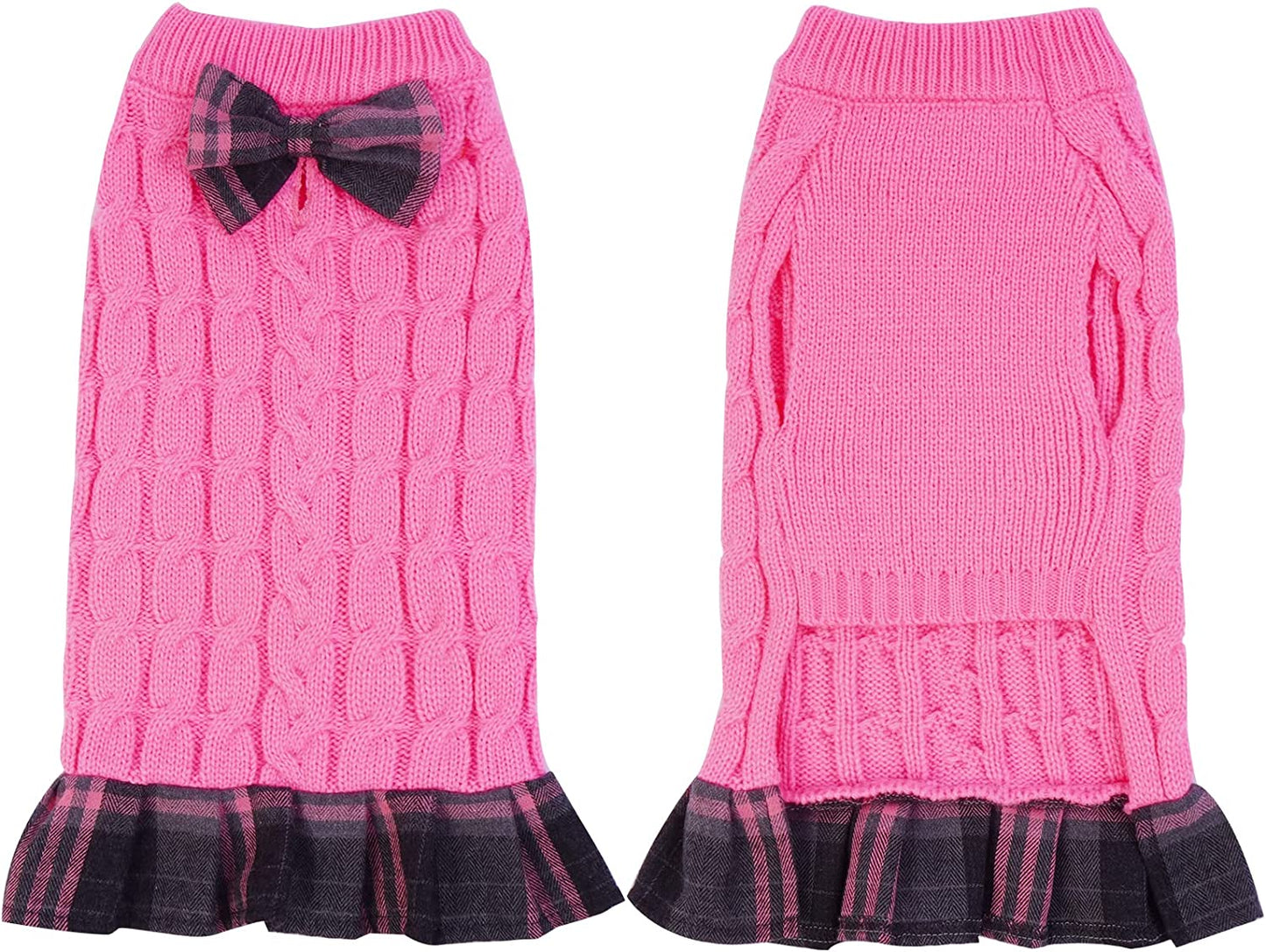 Kuoser Dog Sweater, Dog British Style Sweater Dress Warm Dog Sweaters Knitwear Vest Turtleneck Pullover Dog Coat for Small Medium Dogs Puppies Bulldog for Fall Winter with Leash Hole M Animals & Pet Supplies > Pet Supplies > Dog Supplies > Dog Apparel Kuoser Pink X-Large 