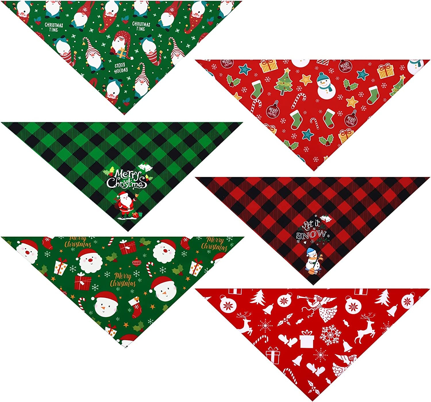 Pedgot 6 Pack Christmas Dog Bandanas Pet Triangle Scarf Xmas Dog Triangle Bandana Washable Christmas Dog Bib with Santa Claus Snowman Elk Pattern for Christmas Pet Costume Accessories Decoration Animals & Pet Supplies > Pet Supplies > Dog Supplies > Dog Apparel Pedgot   