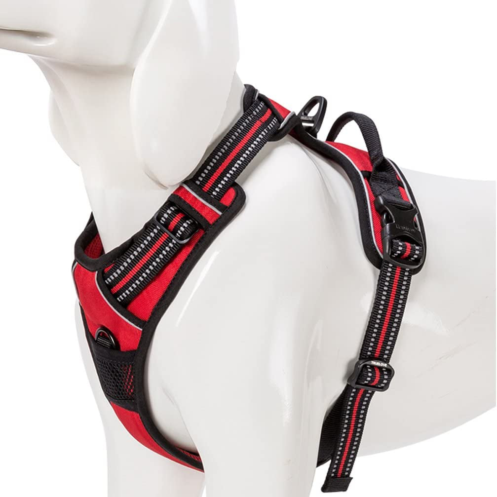 SGODA Dog Harness Reflective Dog Vest Harness No Pull Pet Harness with Handle for Large Dogs, Orange Animals & Pet Supplies > Pet Supplies > Dog Supplies > Dog Apparel SGODA Red Medium Chest 22-27" 