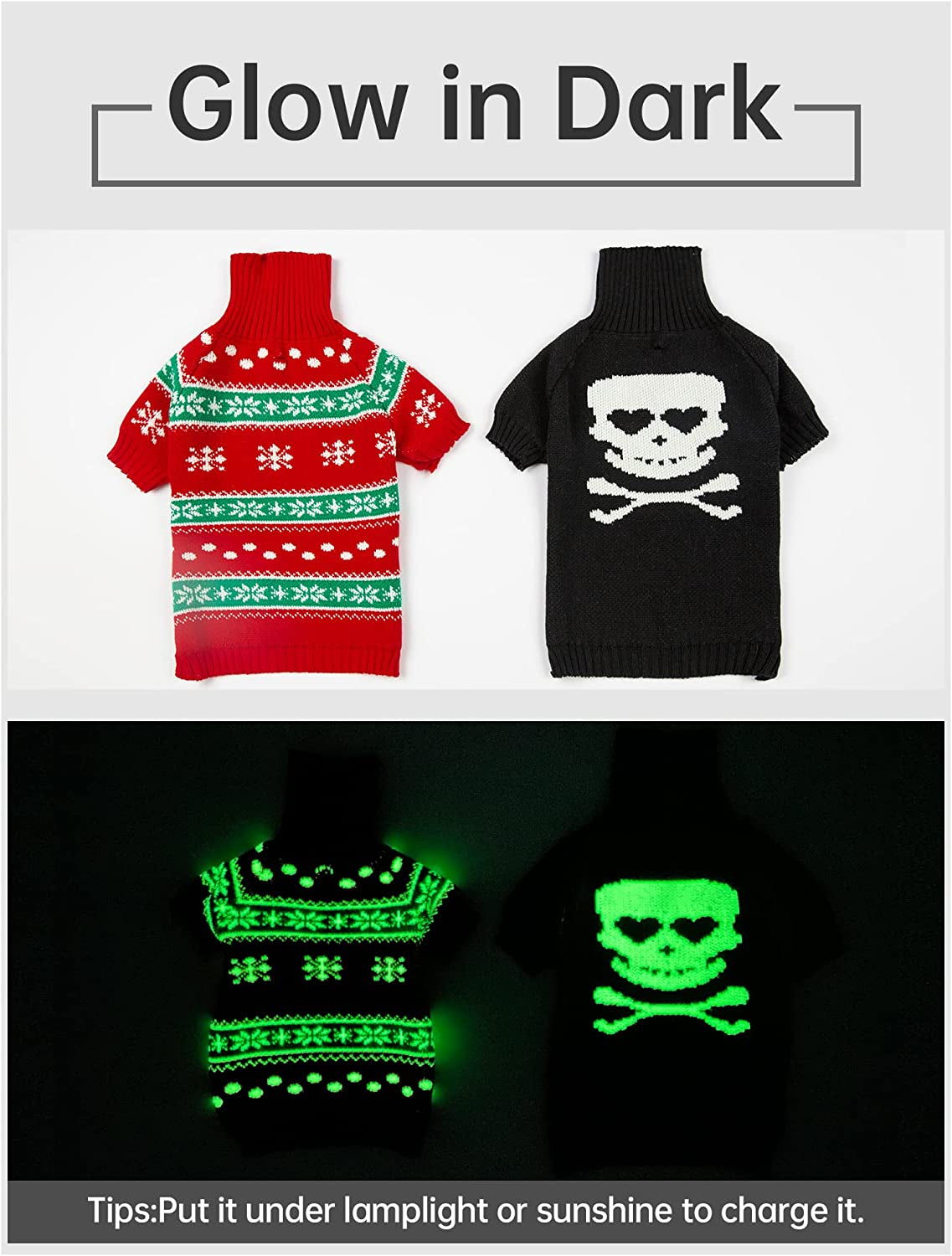 𝟮𝟬𝟮𝟮 Furryilla Small Dog Sweater Dog Skeleton Costume with Glow in the Dark Pattern and Harness Hole, Turtleneck Ugly Christmas Sweater Coat Winter Sweater for Chihuahua XXS XS and Small Dogs Cat Animals & Pet Supplies > Pet Supplies > Dog Supplies > Dog Apparel Furryilla   