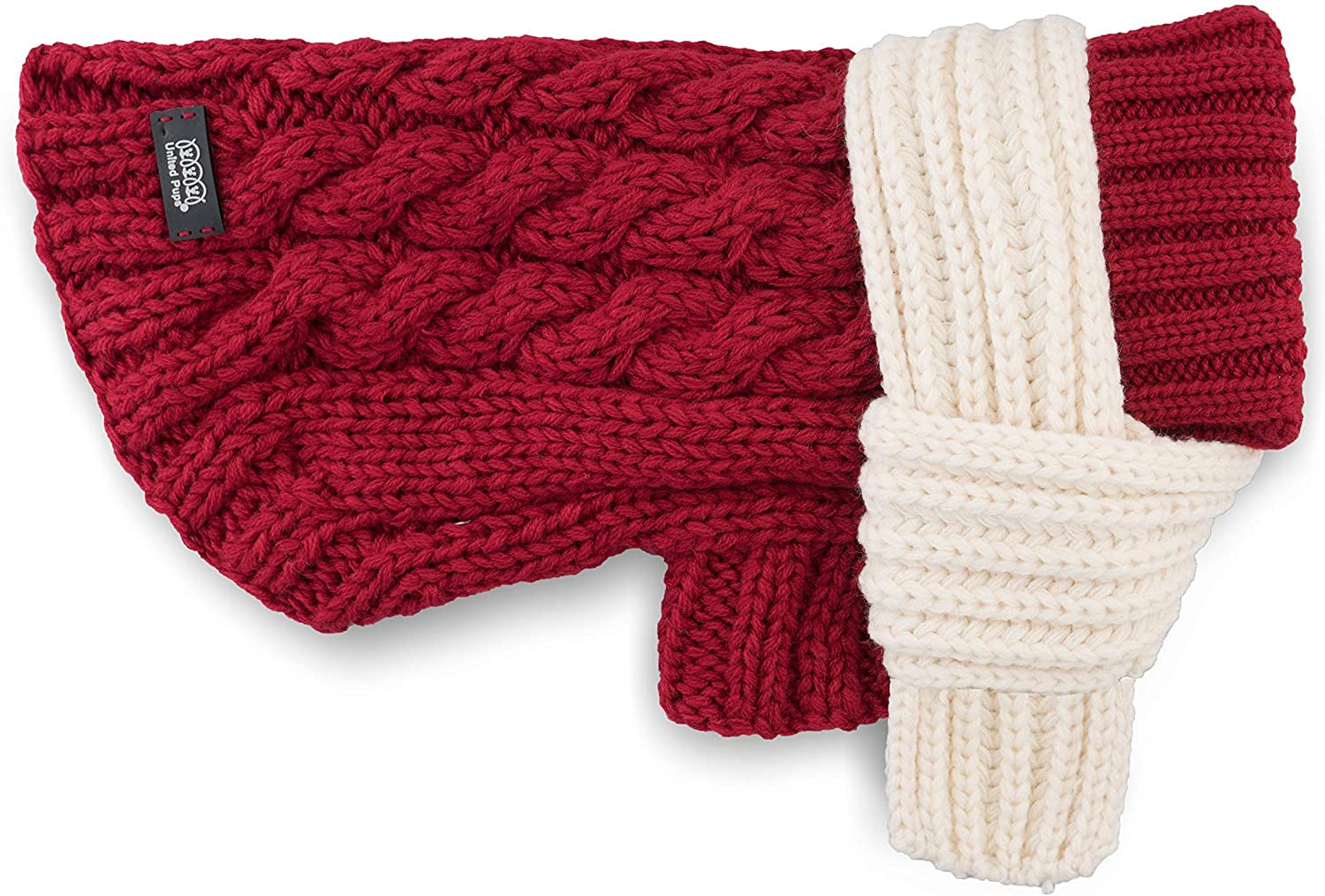 United Pups Soft Warm Knitted Winter Doggie Sweater with Scarf for Small Medium Puppy Dogs (Modern Pups Ivory, Extra Large) Animals & Pet Supplies > Pet Supplies > Dog Supplies > Dog Apparel United Pups Cool Pups Crimson Extra Large 