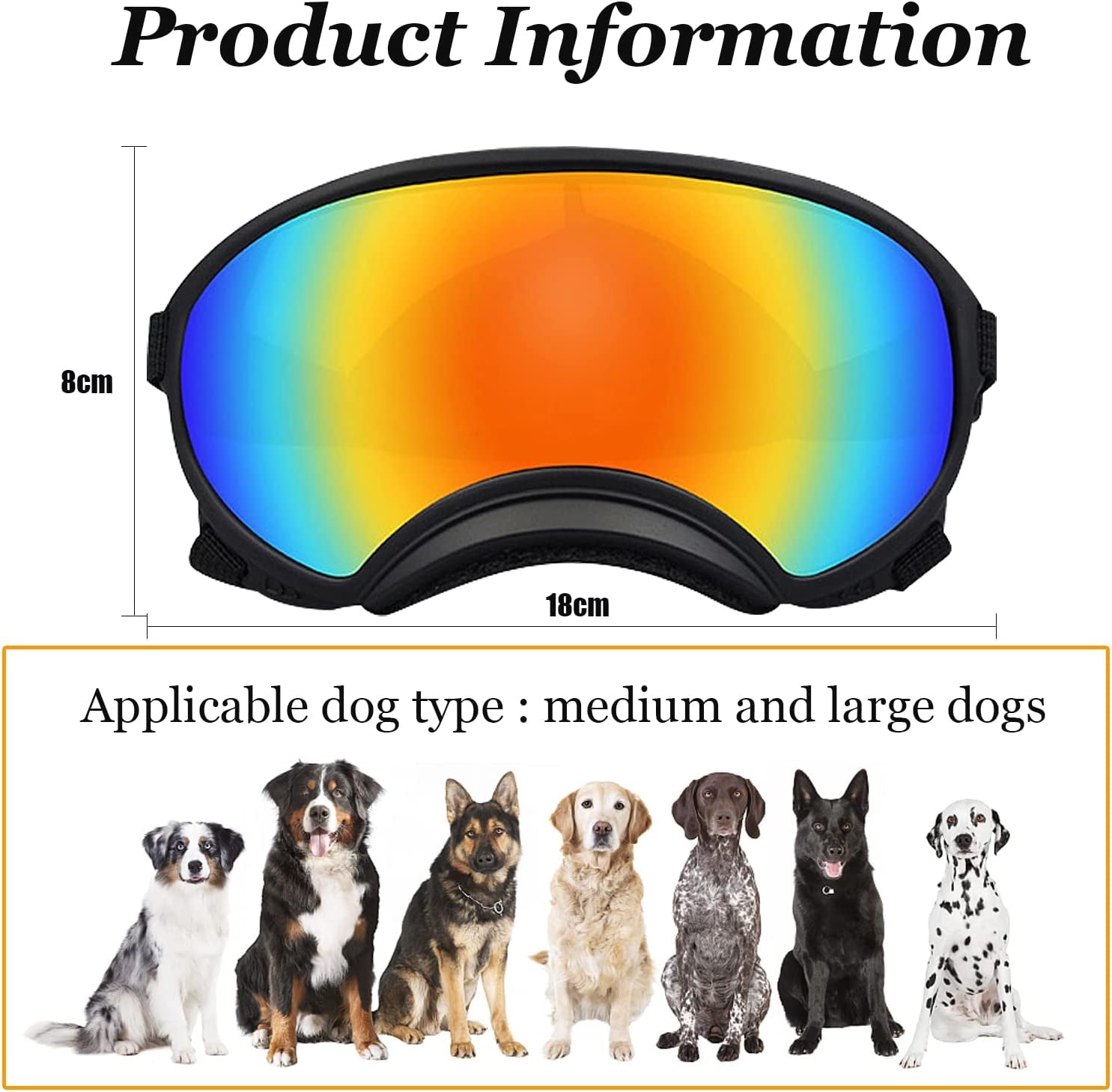 Pacify Dog Goggles Large Breed, UV Protection Dog Sunglasses for Large & Medium Dogs, Dog Motorcycle Goggles with Curved Lenses Animals & Pet Supplies > Pet Supplies > Dog Supplies > Dog Apparel Pacify   