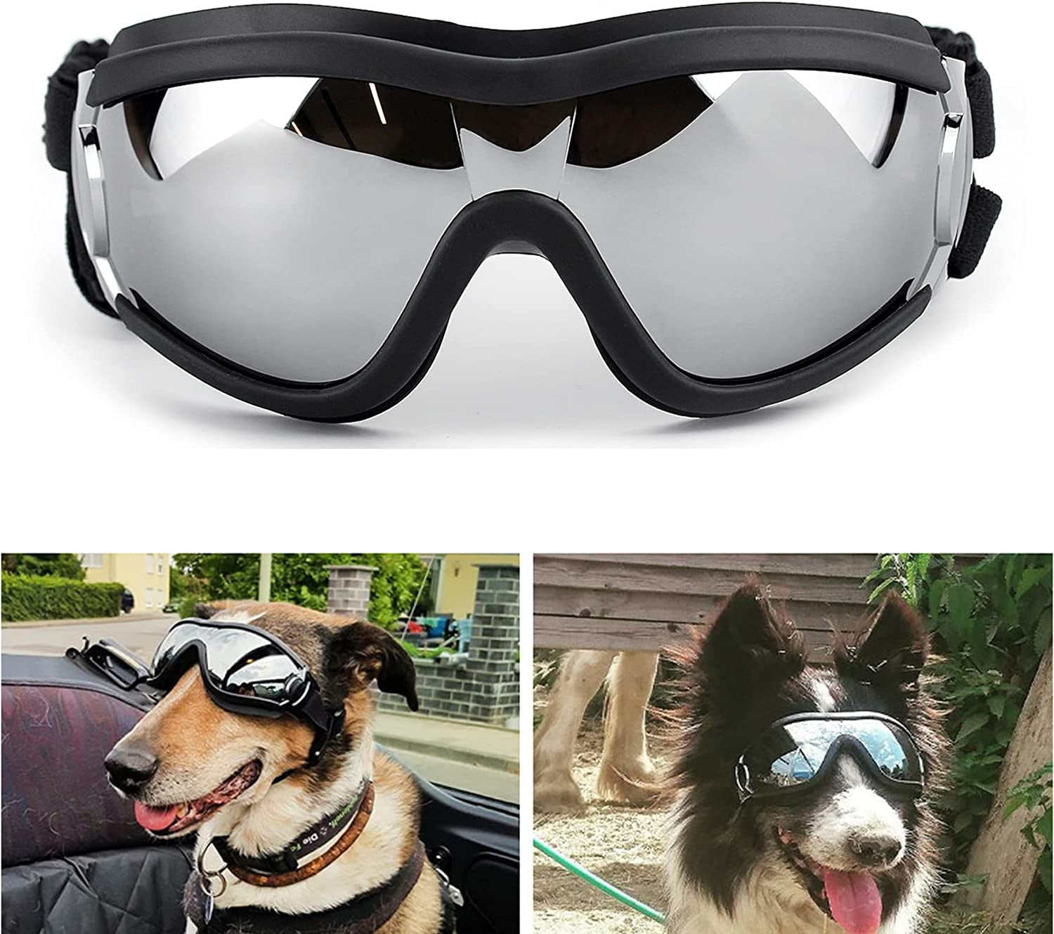 OUTGIK Dog Goggles UV Protection Sunglasses for Medium Large Dogs Windproof Outdoor Pet Glasses Adjustable Dog Sunglasses for Travel Skiing Animals & Pet Supplies > Pet Supplies > Dog Supplies > Dog Apparel OUTGIK   