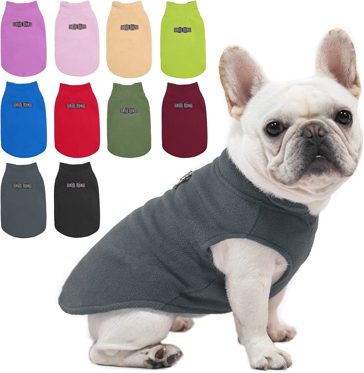 BEAUTYZOO Dog Fleece Vest Sweater Winter Jacket for Small and Medium Dogs with D-Ring Leash Cold Weather Coat Hoodie for XS S M Dogs Boy or Girls Animals & Pet Supplies > Pet Supplies > Dog Supplies > Dog Apparel BEAUTYZOO GREY Large 