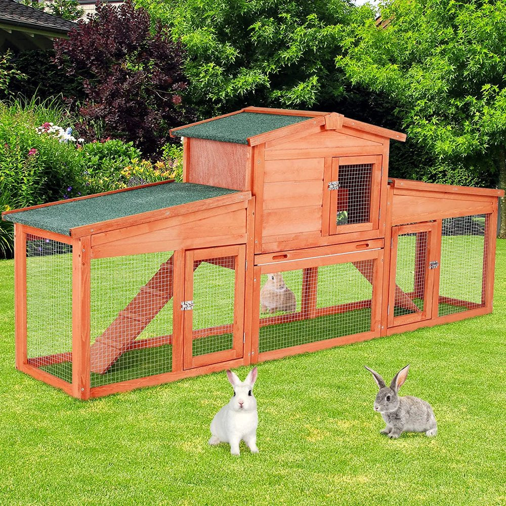 Increkid 81" Rabbit Hutch Outdoor Bunny Cage Indoor Small Animal House W/ Run Animals & Pet Supplies > Pet Supplies > Small Animal Supplies > Small Animal Habitats & Cages Increkid Gold  