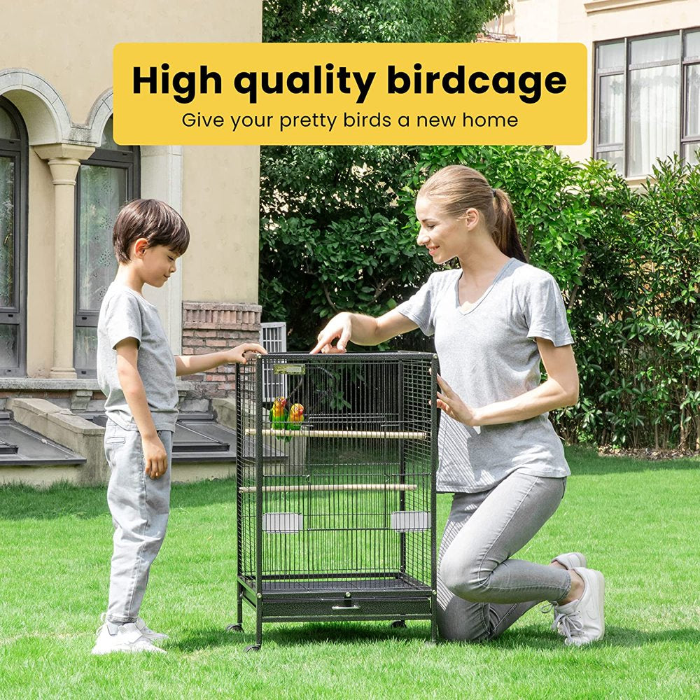 Khorne30 Inch Height Wrought Iron Bird Cage with Rolling Stand for Parrots Conure Lovebird Cockatiel Animals & Pet Supplies > Pet Supplies > Bird Supplies > Bird Cages & Stands Khorne-1   