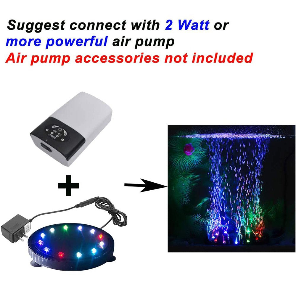 Amerteer 5 Inch 12 LED Aquarium Air Bubble Light,Multi-Colored Fish Tank Air Stone Disk Lamp Underwater Bubbler LED Light with 7 Color Changing for Fish Tanks and Fish Ponds Animals & Pet Supplies > Pet Supplies > Fish Supplies > Aquarium Lighting Amerteer   