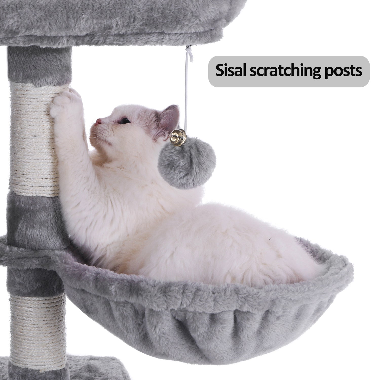 BEWISHOME Cat Tree Condo with Sisal Scratching Posts, Plush Perch, Dual Houses and Basket, Cat Tower Furniture Kitty Activity Center Kitten Play House MMJ06L Animals & Pet Supplies > Pet Supplies > Cat Supplies > Cat Furniture BEWISHOME   