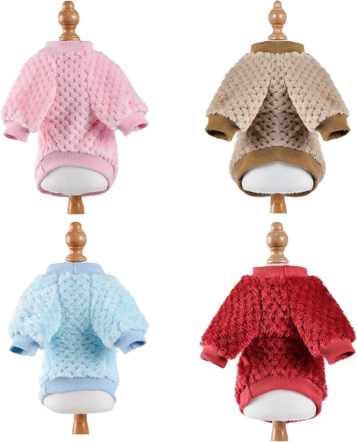 4 Pieces Small Dog Sweaters Chihuahua Fleece Clothes XXS~S Winter Warm Puppy Sweaters Boys Girls Tiny Dog Outfits for Teacup Yorkie Puppies Extra Small Breed Costume (X-Small Bust 10.23") Animals & Pet Supplies > Pet Supplies > Dog Supplies > Dog Apparel Kosiyi   