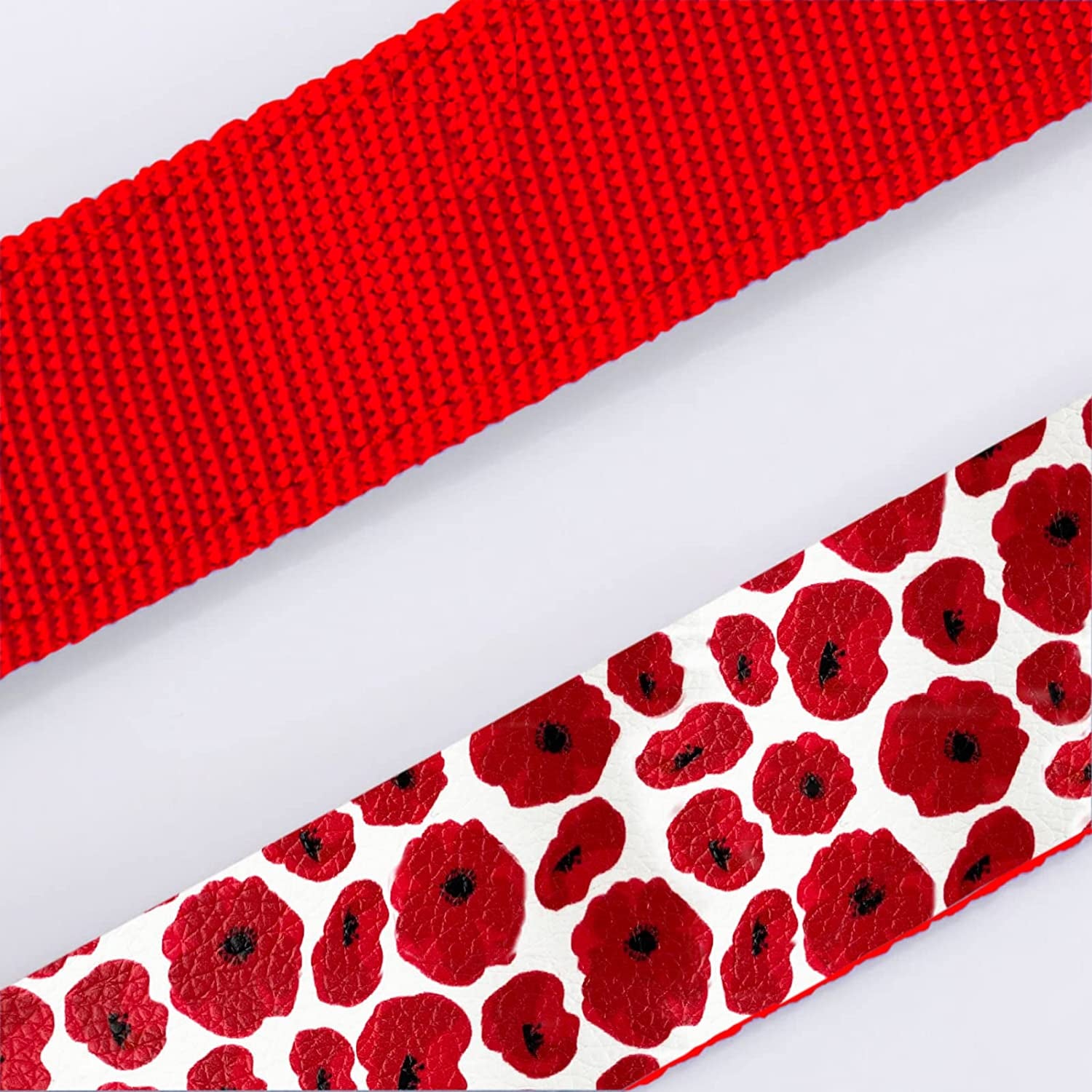 Wondrella Red Poppies Floral Printed Leather Dogs Collar with Bow Tie for Spring Summer Autumn Dog Collars for Girl Female Boy Male Small Medium Large Dogs Gifts（Medium Animals & Pet Supplies > Pet Supplies > Dog Supplies > Dog Apparel Wondrella   