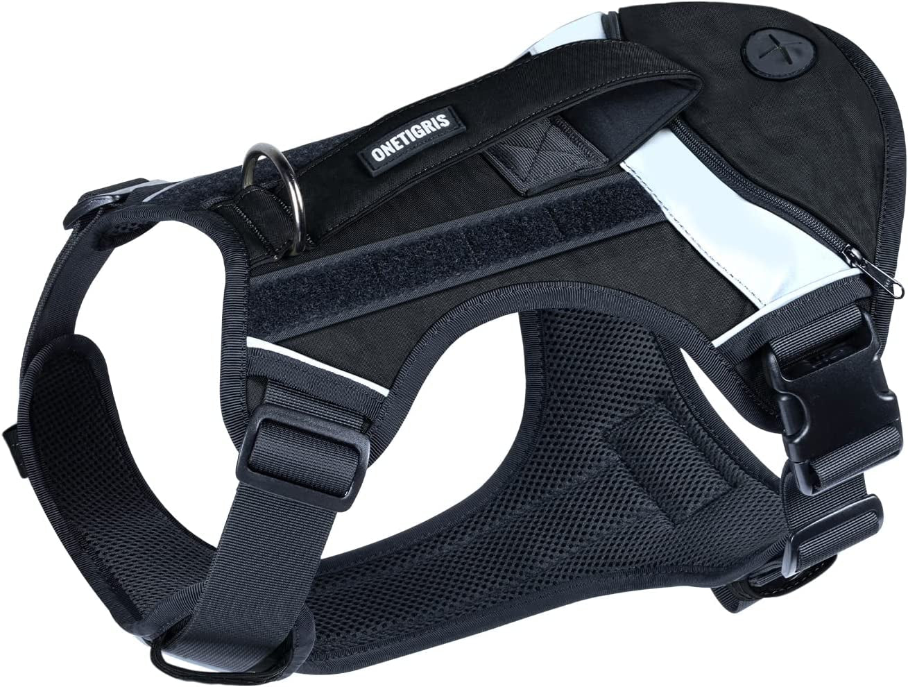 Onetigris No Pull Multi-Use Dog Harness for Medium Large Dogs, Tactical Service Dog Vest Harness with Training Handle & Pocket, Reflective Personalized Grover Dog Harness Adjustable Support Harness Animals & Pet Supplies > Pet Supplies > Dog Supplies > Dog Apparel OneTigris Black L 