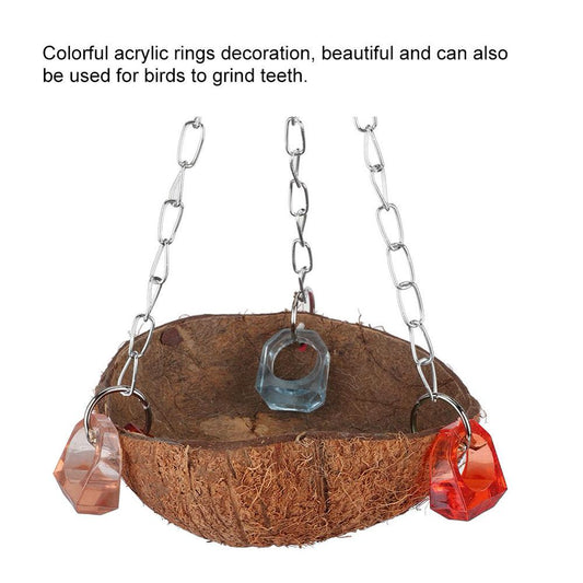 Octpeak Birds Toy, Hanging Basket,Pet Birds Toy Squirrel Coconut Shell Hanging Basket Sling with Acrylic Rings for Hammock Animals & Pet Supplies > Pet Supplies > Bird Supplies > Bird Toys Octpeak   