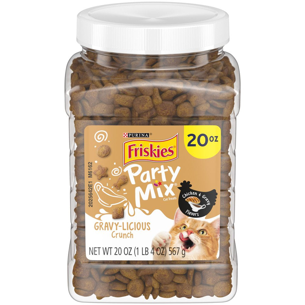 Friskies Cat Treats, Party Mix Crunch Gravylicious Chicken & Gravy Flavors, 20 Oz. Canister Animals & Pet Supplies > Pet Supplies > Cat Supplies > Cat Treats Nestlé Purina PetCare Company   