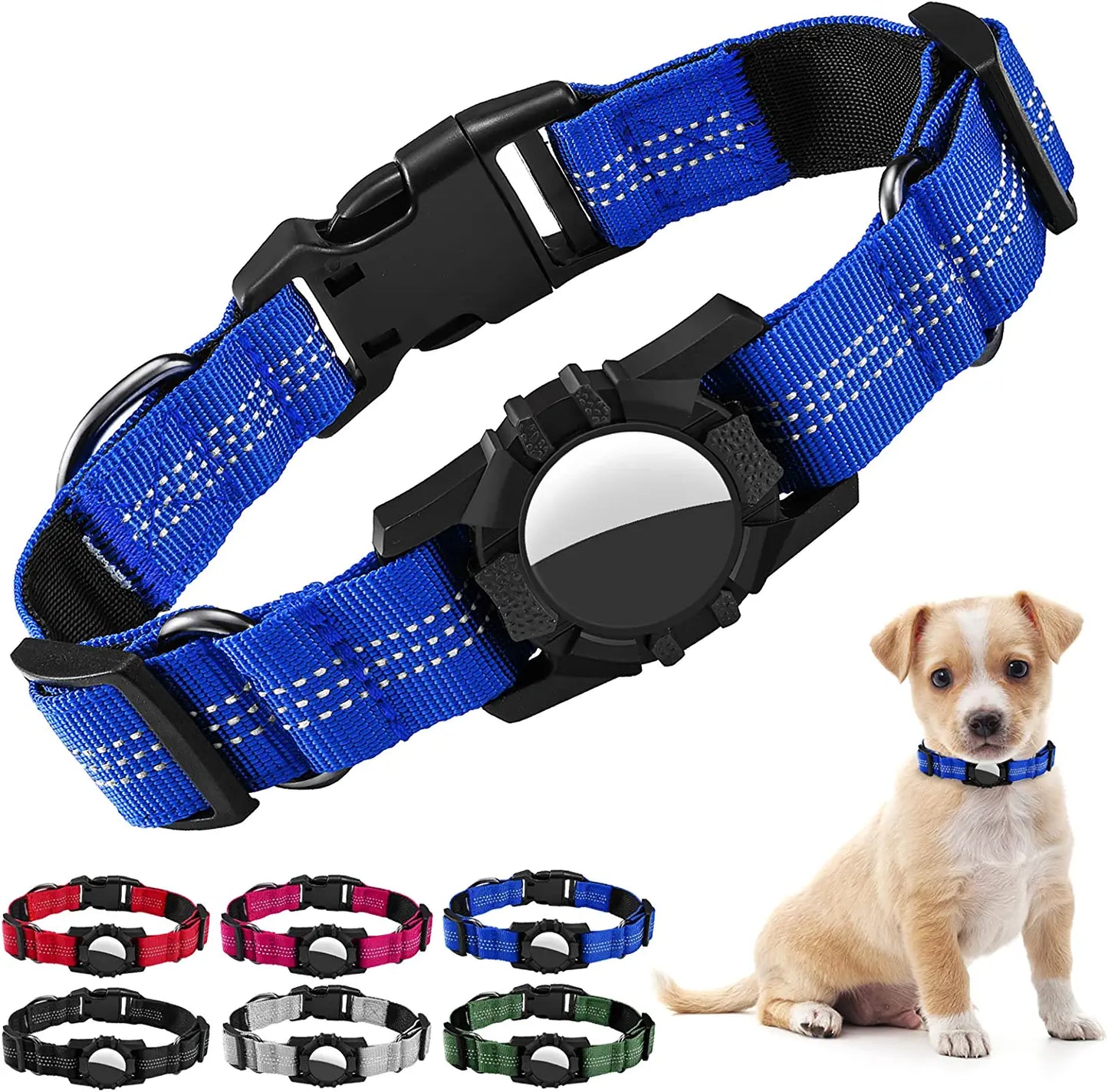 Dog Collar for Airtag, Reflective Adjustable Pet Collar for Apple Airtags, Soft Nylon Dog Collars with Air Tag Holder Case, Durable Apple Airtag Dog Collar Accessores for Puppy Dogs (XS, Black) Electronics > GPS Accessories > GPS Cases iSurecoube Royal Blue Small(12.7"-14.2") 