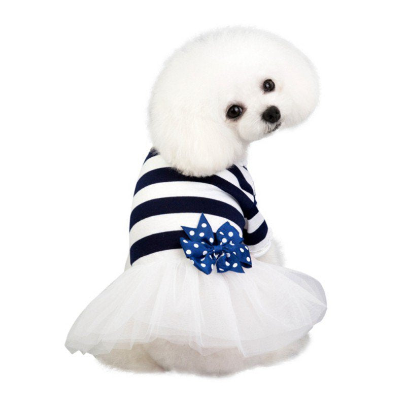 Small Dog Dress 2 Packs - Cute Tutu Princess Dress for Girl Dogs, Puppy Shirts Vest Pet Apparel for Small Dogs and Cats in Wedding Holiday Spring Summer, Strip, S Animals & Pet Supplies > Pet Supplies > Cat Supplies > Cat Apparel JANDEL   