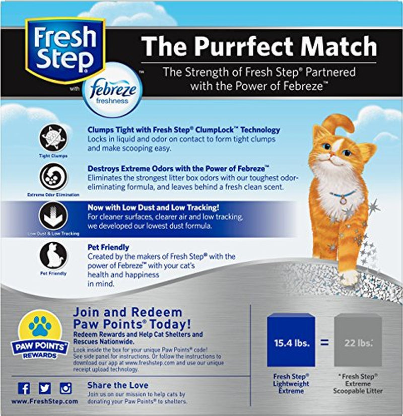 Fresh Step Lightweight Extreme with Febreze Freshness, Clumping Cat Litter, Scented, 15.4 Pounds Animals & Pet Supplies > Pet Supplies > Cat Supplies > Cat Litter FRESH STEP   