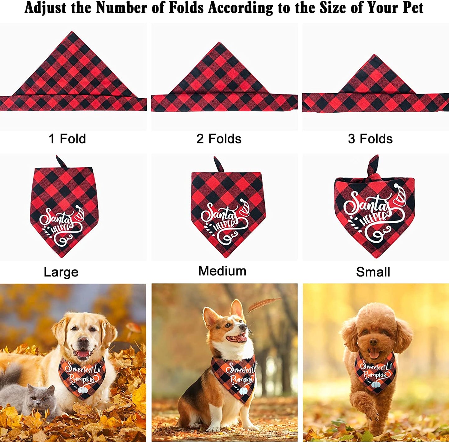 Roberly 4 Pack Holiday Dog Bandanas, Double-Layer Fall Dog Bandana, Autumn Thanksgiving Christmas Dog Bandanas for Small Medium Large Dogs, Triangle Dog Scarf Puppy Costume Bibs Pet Gifts Xmas Decor Animals & Pet Supplies > Pet Supplies > Dog Supplies > Dog Apparel Roberly   