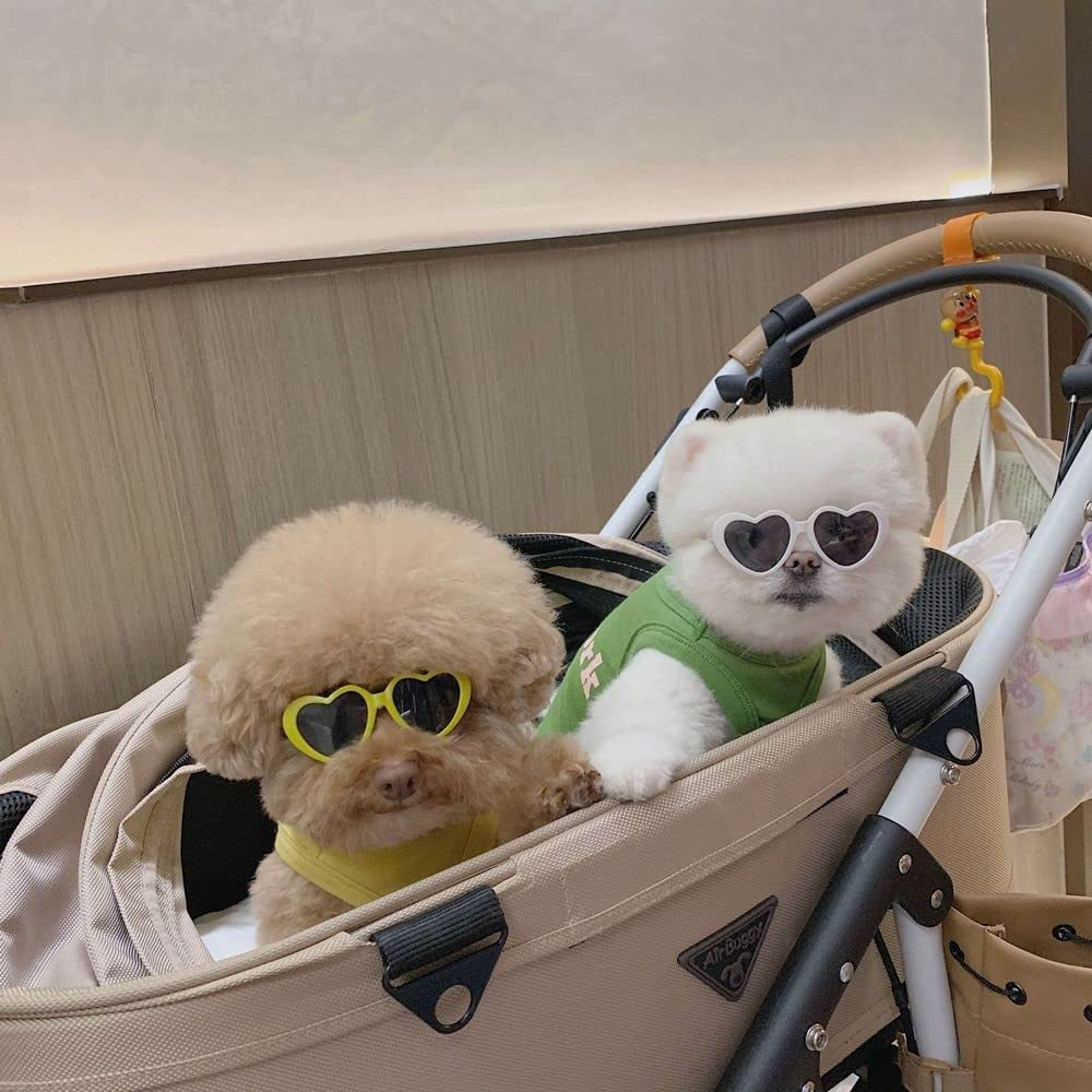 Pet Sunglasses Cute Pet Dog Sunglasses Cat Glasses Heart Sun Flower Glasses for Maltese Hiromi Poodle Small Dogs Cat Accessories(Pink) Animals & Pet Supplies > Pet Supplies > Dog Supplies > Dog Apparel Houchu   