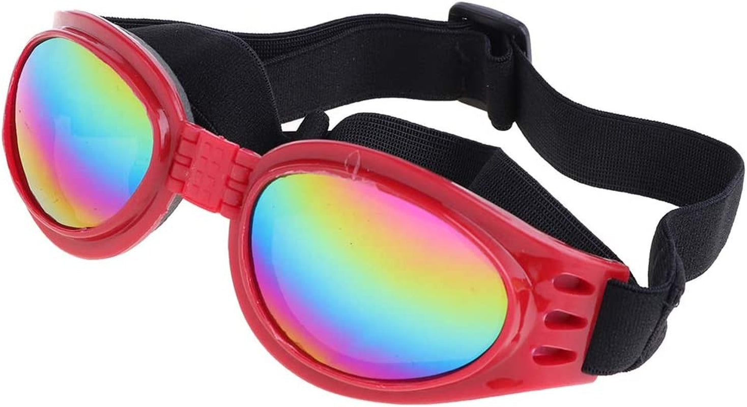 Zhaibiao-Us Adjustable Dog Goggles Pet Dog Sunglasses Foldable Dog UV Sunglasses for Travel Dog Photo Props (Pink) Animals & Pet Supplies > Pet Supplies > Dog Supplies > Dog Apparel zhaibiao-us Red  