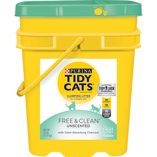 Purina Tidy Cats Clumping Cat Litter, Free & Clean Unscented Multi Cat Litter, 35 Lb. Pail Animals & Pet Supplies > Pet Supplies > Cat Supplies > Cat Litter Nestlé Purina PetCare Company 35 lbs  