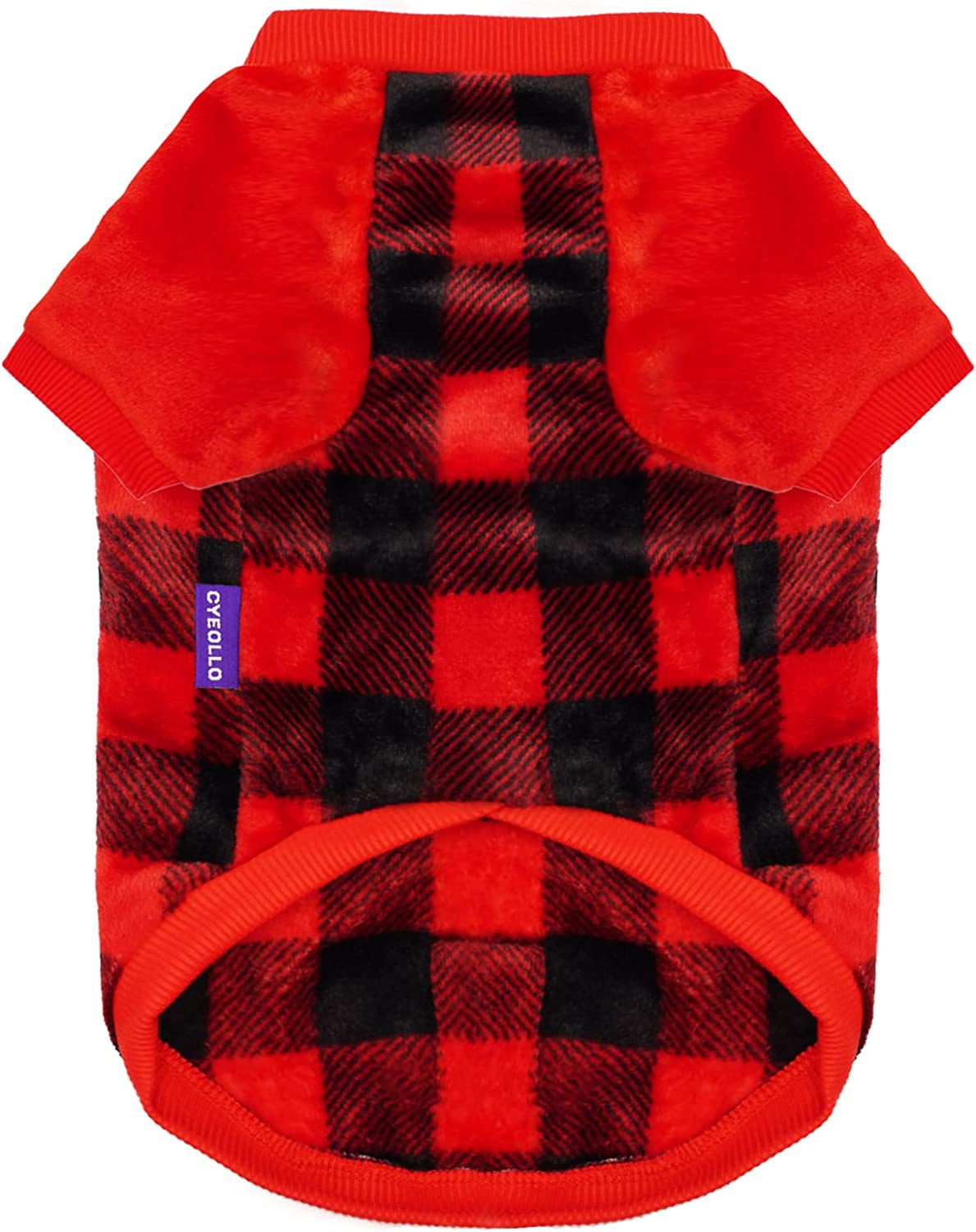 Cyeollo Dog Sweatshirt Christmas Buffalo Plaid Dog Clothes Flannel Cold Weather Coats for Small to Medium Dogs Apparel Animals & Pet Supplies > Pet Supplies > Dog Supplies > Dog Apparel cyeollo   