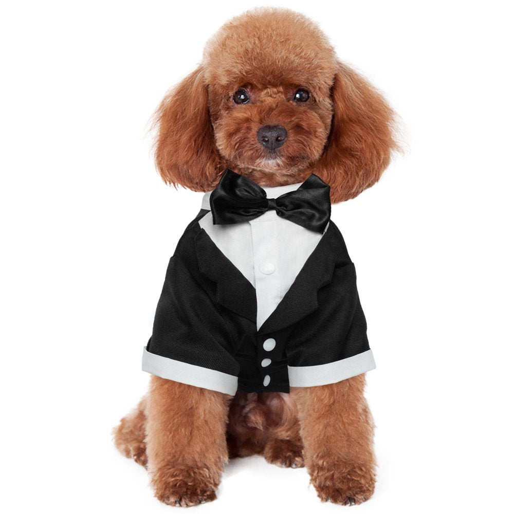 Kuoser Dog Tuxedo Dog Formal Suit with Bow Tie Pet Wedding Shirt,Black,S Animals & Pet Supplies > Pet Supplies > Dog Supplies > Dog Apparel Kuoser 2XL  