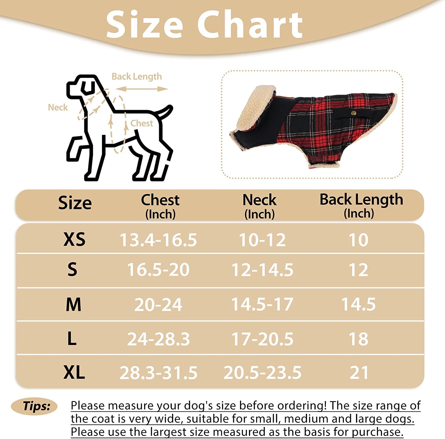 Preferhouse Winter Coat for Small and Medium Dogs, Puppy Plaid Jacket, Cotton Coat for Cold Weather, Windproof Warm Dog Garments, Pet Thickened Outfits Indoor Outdoor, Red XS Animals & Pet Supplies > Pet Supplies > Dog Supplies > Dog Apparel Preferhouse   