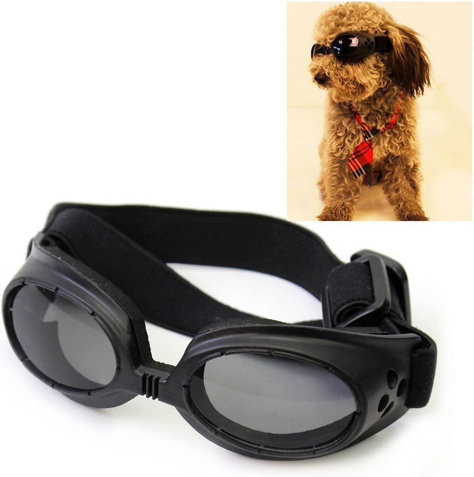 Dragonpad Pet Goggles Fashion Dog Cat Goggle Waterproof Windproof UV Protection Anti-Fog & Windproof Puppy Sunglasses Eye Wear Protection Gift - Black Animals & Pet Supplies > Pet Supplies > Dog Supplies > Dog Apparel DragonPad   