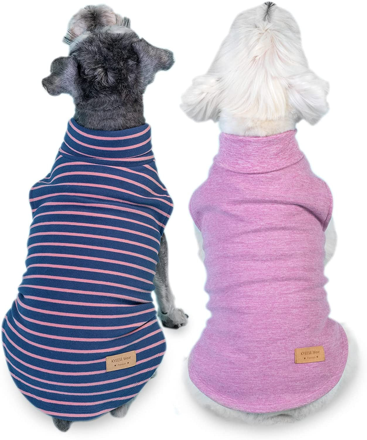 KYEESE 2Pack Dog Coat Turtleneck Stretchy Dog Sweater Super Soft Dog Cold Weather Coat for Small Dogs Puppy in Sleeveless Design, Purple,S Animals & Pet Supplies > Pet Supplies > Dog Supplies > Dog Apparel kyeese 2# Stripe+Purple Medium (7-11lbs) 