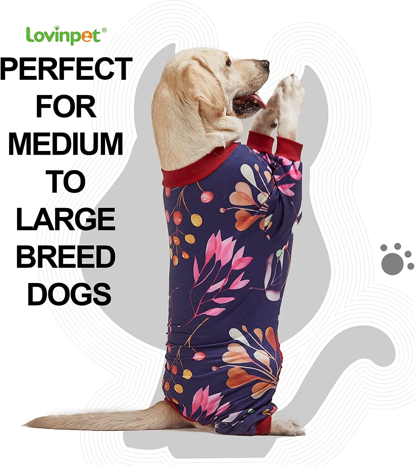 Lovinpet Big Dog Pajamas, Navy Berries Print, Large Dog Jammies, Pitbull Dog Pj'S, Lightweight Pullover Dog Pajamas, Full Coverage Dog Pjs /2XL Animals & Pet Supplies > Pet Supplies > Dog Supplies > Dog Apparel LovinPet   