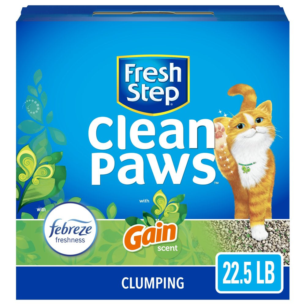 Fresh Step Clean Paws Cat Litter, Clumping Cat Litter with Febreze, Gain Sent - 22.5 Lbs Animals & Pet Supplies > Pet Supplies > Cat Supplies > Cat Litter The Clorox Company   