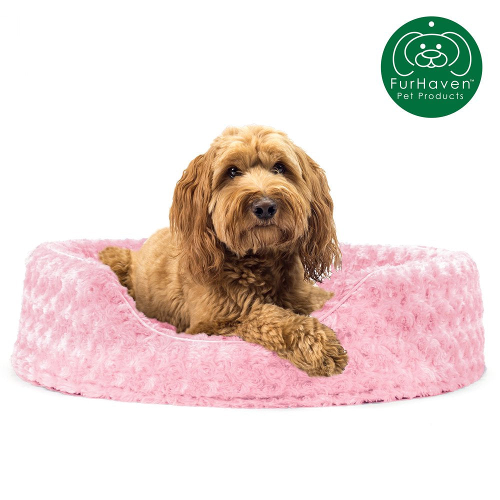 Furhaven | Oval Ultra Plush Pet Bed for Dogs & Cats, Strawberry, Medium Animals & Pet Supplies > Pet Supplies > Cat Supplies > Cat Beds FurHaven Pet L Strawberry 