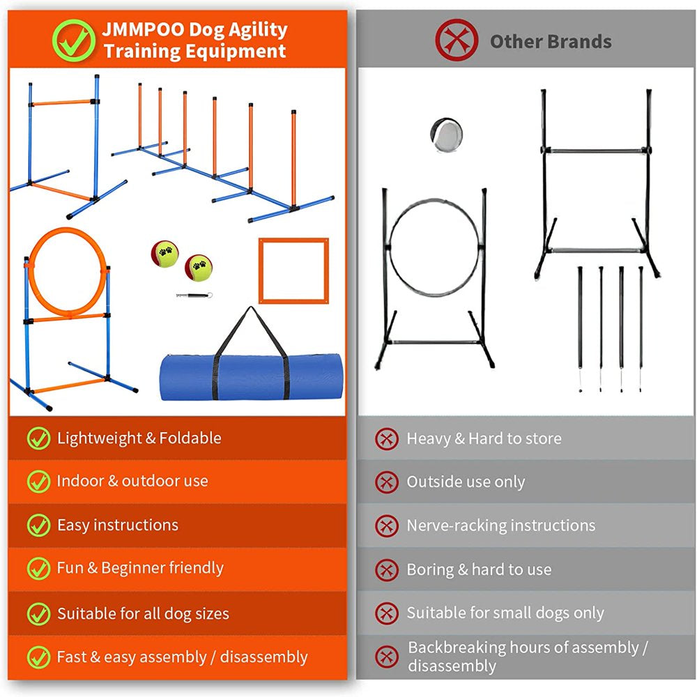 Bsyang Dog Agility Training Equipment, Dog Obstacle Course Training Starter Kit - Pet Outdoor Games with Tunnel, Weave Poles, Adjustable Hurdle, Jump Ring, Pause Box, Toys and Carrying Bag Animals & Pet Supplies > Pet Supplies > Dog Supplies > Dog Treadmills Bsyang   