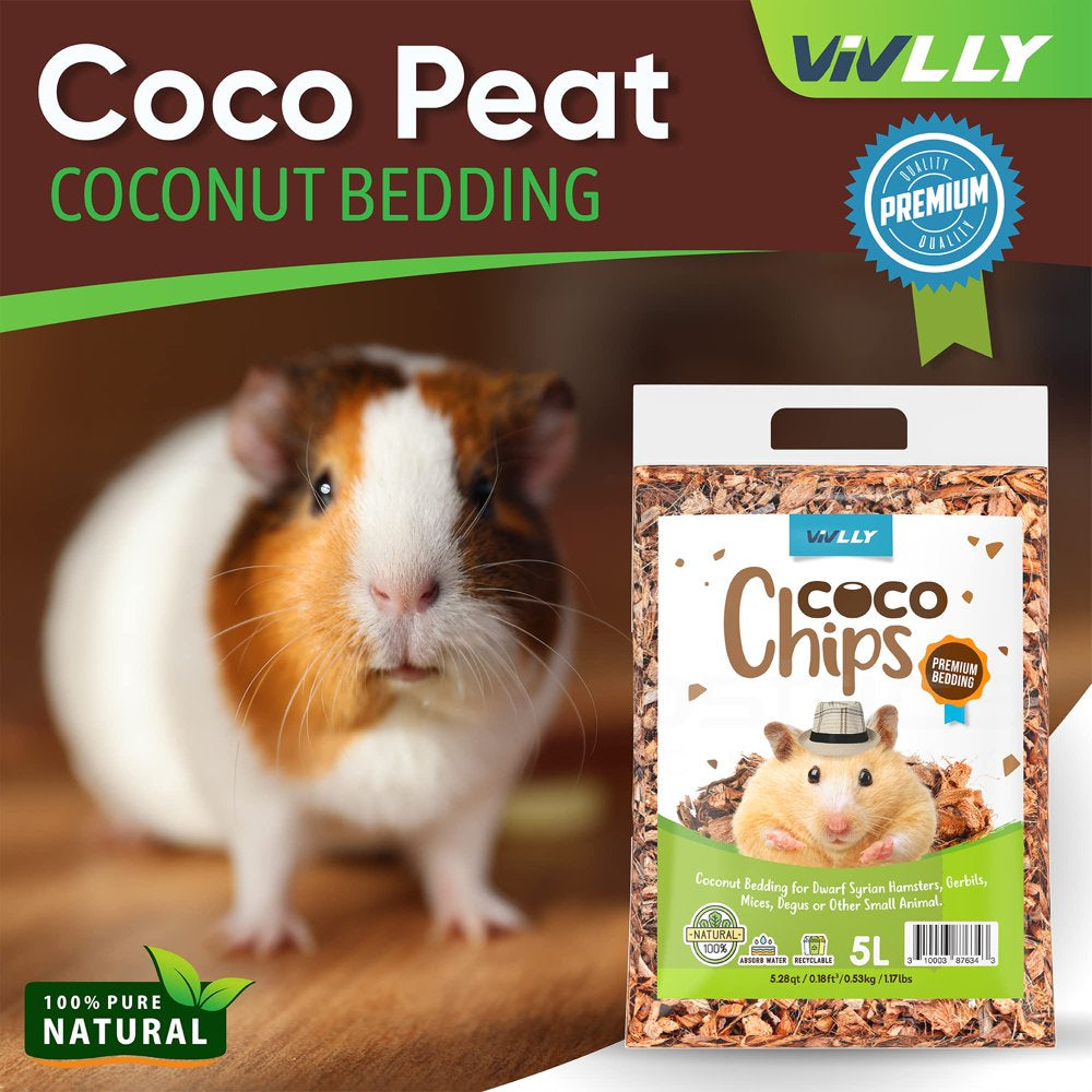 Vivlly – Coco Chips (0.47Kg/5 Liters) – Premium Coconut Bedding for Pets – Natural Litter for Dwarf Syrian Hamsters, Gerbils, Mice, Degus & Other Small Animals – Recyclable & Smell Absorbing Materials Animals & Pet Supplies > Pet Supplies > Small Animal Supplies > Small Animal Bedding Vivlly   