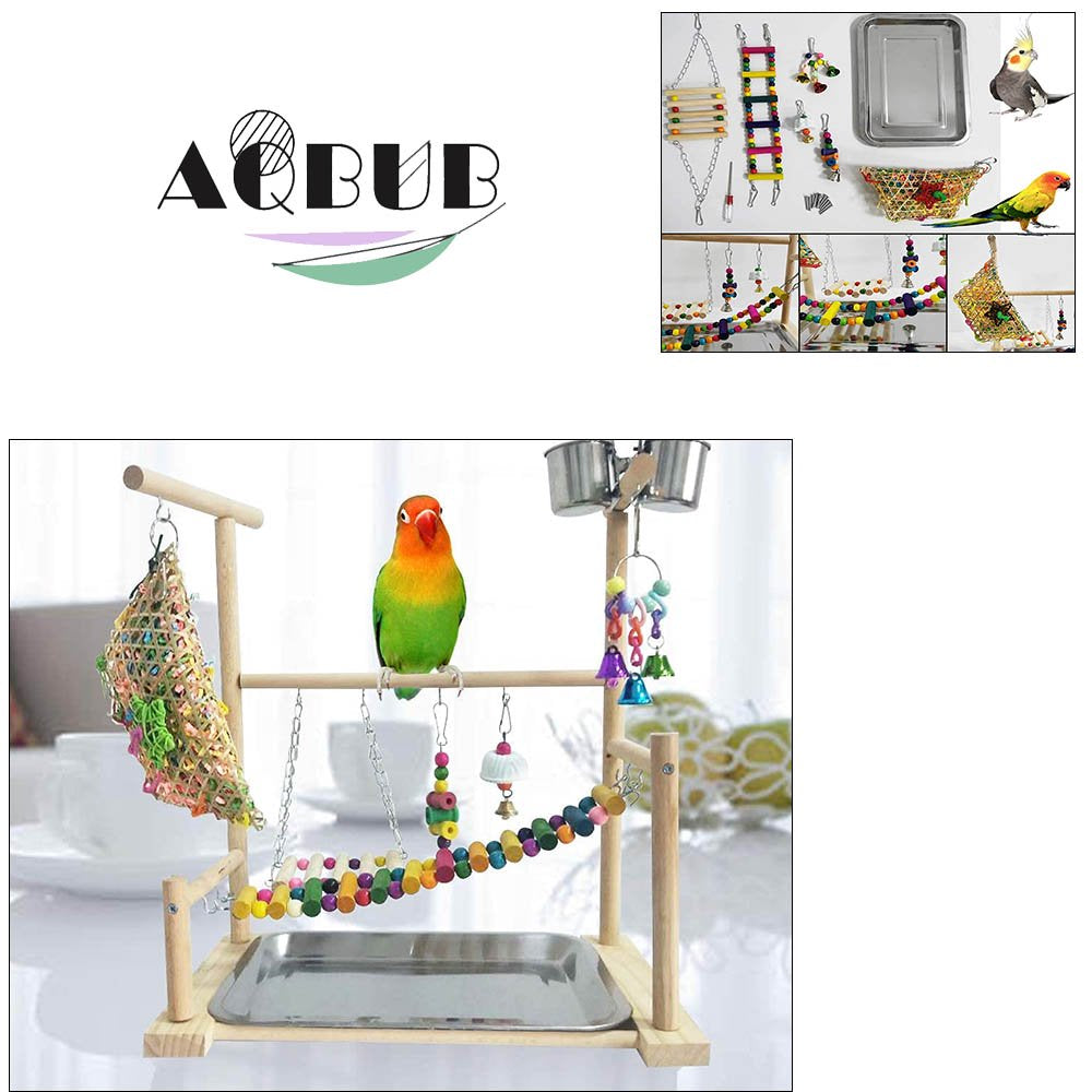 Parrots Play a Bird Playground Conures Play a Wooden Perch Gym Games Pen Ladders Parrot Cage Accessories Sports Toys Swing Feeding Cup Cockatoos Love Birds