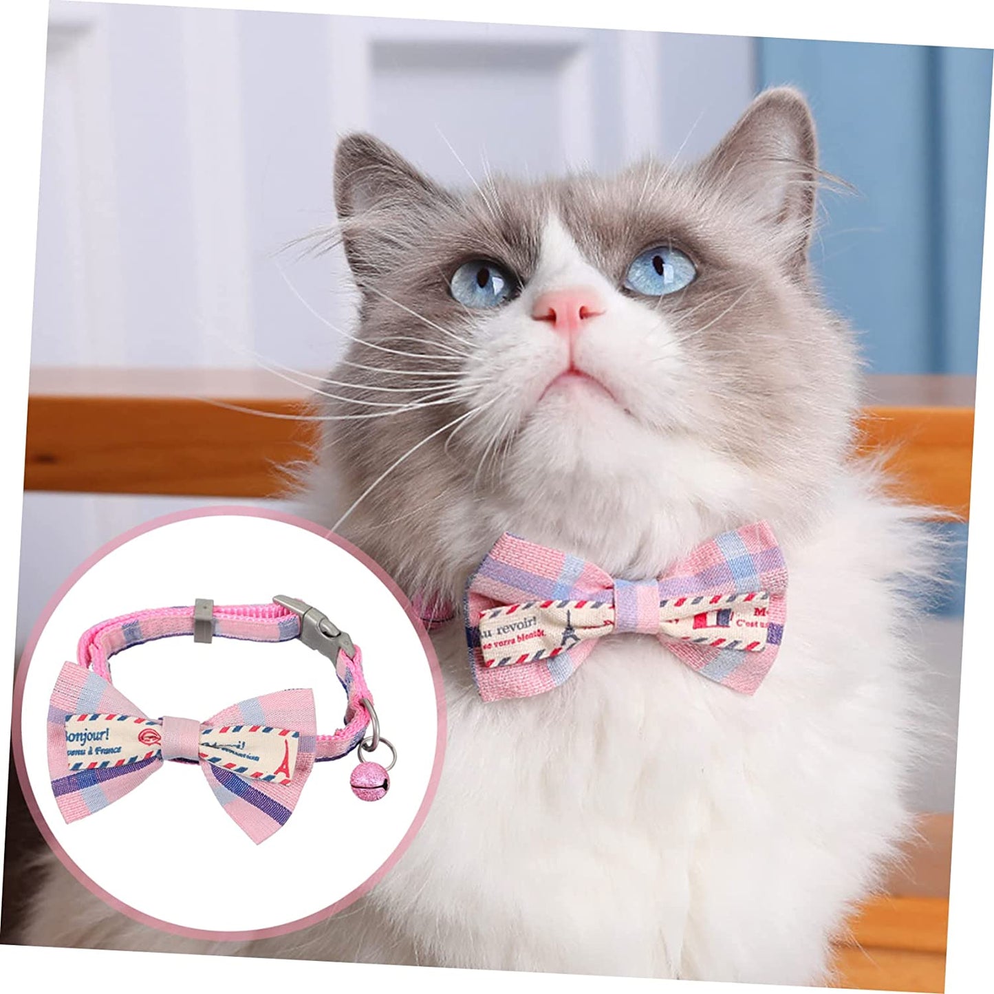 GLSTOY Pet Bow Kitten Collars Puppy Collars Decorative Dog Collar Pet Necklace Bow Tie Dog Collar with Bow Lovely Pet Collar Premium Kitten Collar Delicate Kitten Collar Pink Dog Bell Animals & Pet Supplies > Pet Supplies > Dog Supplies > Dog Apparel GLSTOY   