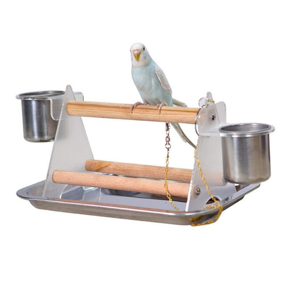 SPRING PARK Parrot Playstand Bird Playground Wood Gym Stand Feeder Cup Toy Set Animals & Pet Supplies > Pet Supplies > Bird Supplies > Bird Gyms & Playstands SPRING PARK   
