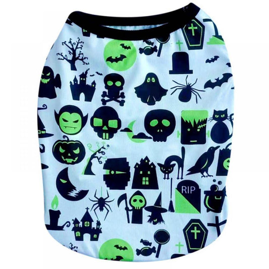 Halloween Pet Puppy Shirt Small Dog Cat Doggie Clothes Dress Vest T Shirt Apparel Skull Print Doggy Sweatshirt XS-XL Animals & Pet Supplies > Pet Supplies > Cat Supplies > Cat Apparel AVAIL L Green 