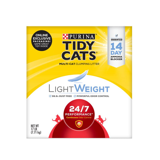 Purina Tidy Cats Lightweight Clumping Cat Litter, 24/7 Performance Multi Cat Litter, 17 Lb. Box