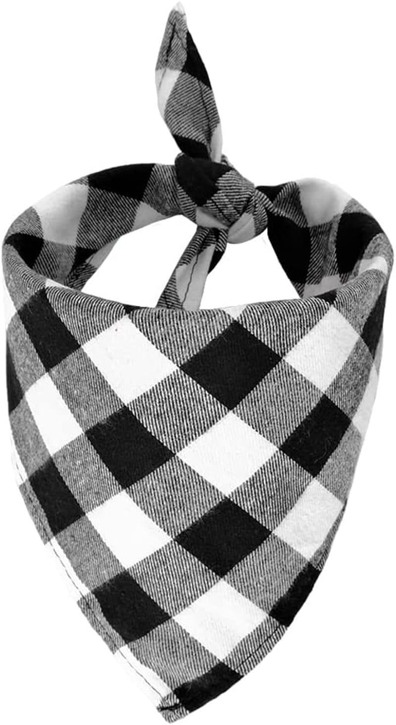 CROWNED BEAUTY Large Dog Bandana for Medium Large Dogs,Blue Black Buffalo Plaid Adjustable Reversible Triangle Cutton Scarves DB18-L Animals & Pet Supplies > Pet Supplies > Dog Supplies > Dog Apparel Crowned Beauty Black White Medium 