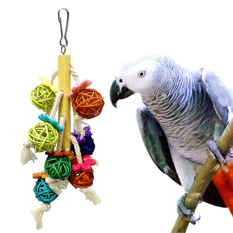 Parrot Bird Chewing Toys Colorful Rattan Ball String Hanging Bites Swing Animals & Pet Supplies > Pet Supplies > Bird Supplies > Bird Toys Esho   