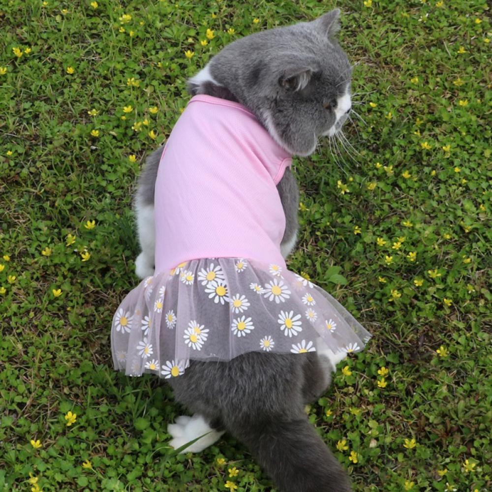 Dog Dress Daisy Dog Skirt for Small Dogs with Flower Printing Tulle Doggie Sundress Dog Apparel Animals & Pet Supplies > Pet Supplies > Dog Supplies > Dog Apparel MAXCOZY   