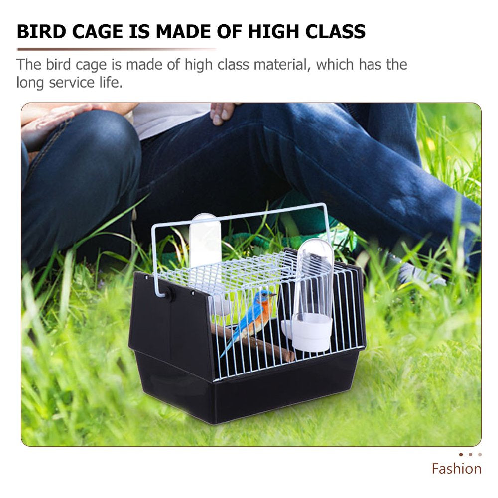 Bird Travel Carrier Cage with 2 Feeder and Wooden Stand, Portable Cage for Parrot Lovebird Cockatiel,Black,8.25 X 4.72 X 5.5 Inch Animals & Pet Supplies > Pet Supplies > Bird Supplies > Bird Cages & Stands PARTYKINDOM   