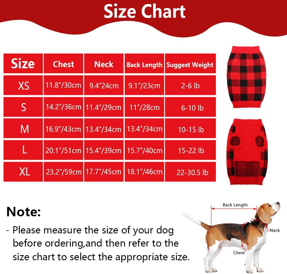 Classic Plaid Dog Sweater with Leash Hole, Warm Stretchy Knitwear for Small Medium Dog, Soft Jacquard Knit Pullover with Elastic High Collar for Spring Fall Winter Christmas Cold Weather Daily Wear Animals & Pet Supplies > Pet Supplies > Dog Supplies > Dog Apparel PUMYPOREITY   