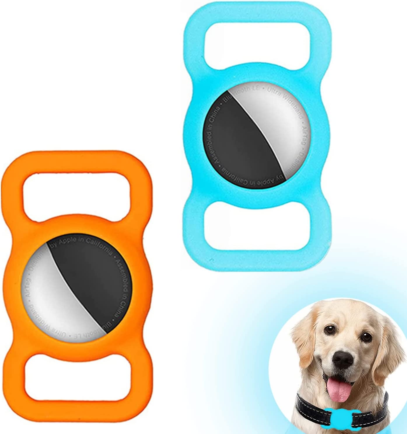 Dog Collar Holder Compatible with Airtag, Soft Silicone Waterproof Protective Case Cover for Apple Air Tags Tracker Electronics > GPS Accessories > GPS Cases Tentoku Orange/Blue  