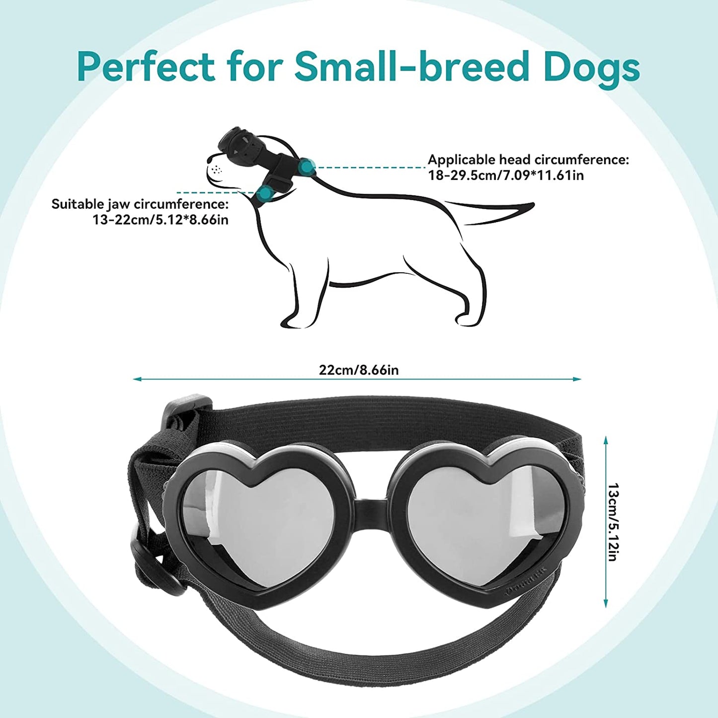 Cobee Puppy Sunglasses, Cute Dog Goggles Adjustable Strap Pet Glasses Small Dog Sunglasses Pet Dog Heart Shaped Anti-Fog Sunglasses Waterproof Windproof UV Protective Glasses for Dogs and Cats Animals & Pet Supplies > Pet Supplies > Dog Supplies > Dog Apparel Cobee   